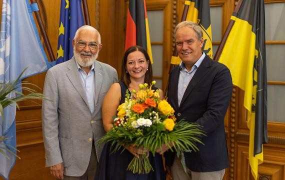 Kulturbürgermeister Wolfgang Erichson, Bonka von Bredow und Oberbürgermeister Eckart Würzner